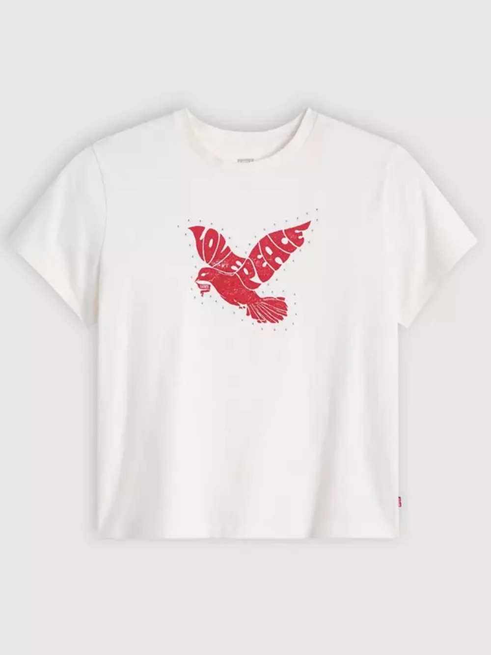 Levis White Graphic Tee with Red Dove Print